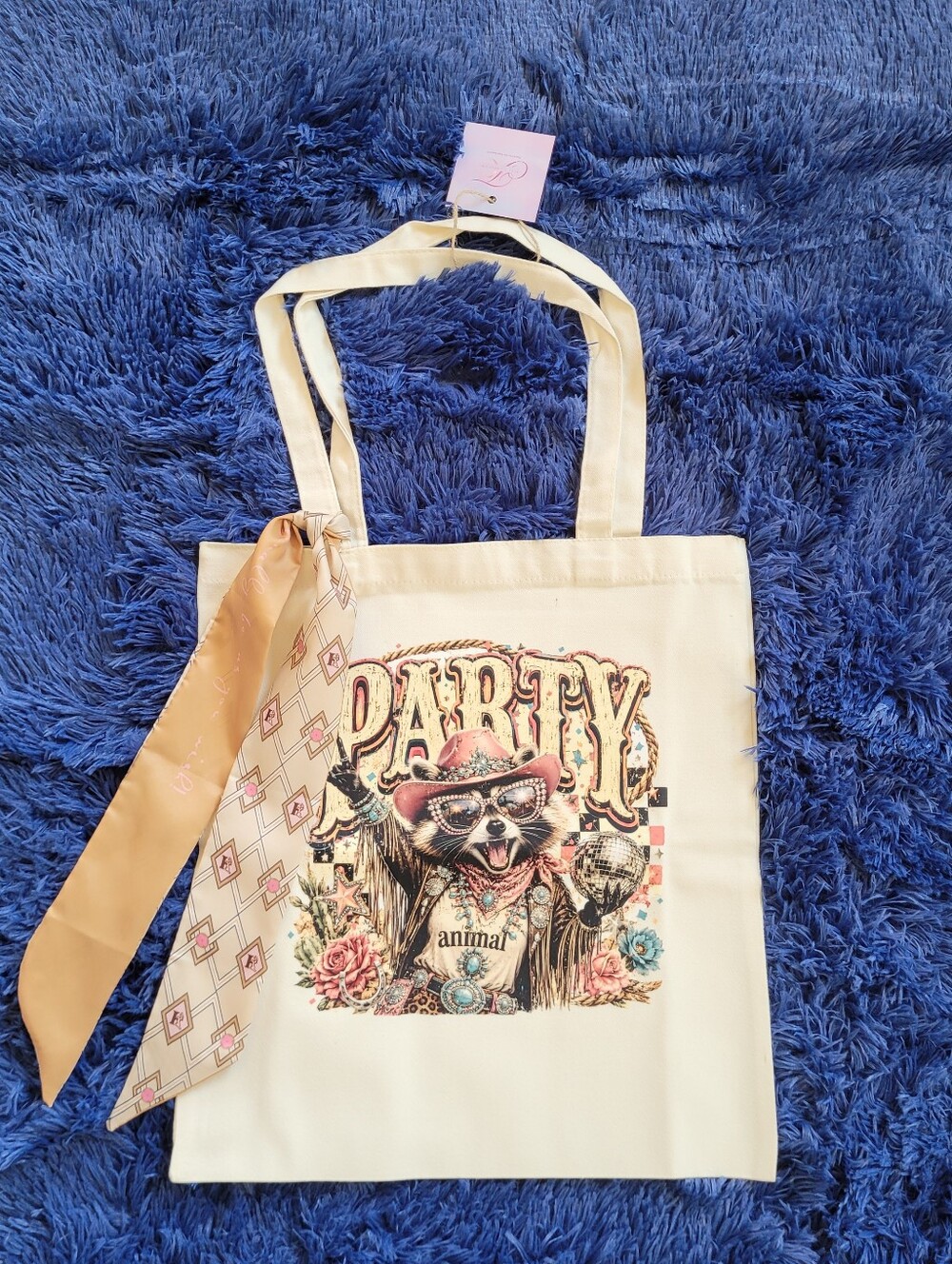 Custom Party Animal Canvas Tote Bag With Sash